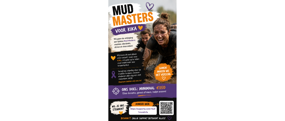 Geld inzamelen | Mud masters voor KIKA | Doneeractie