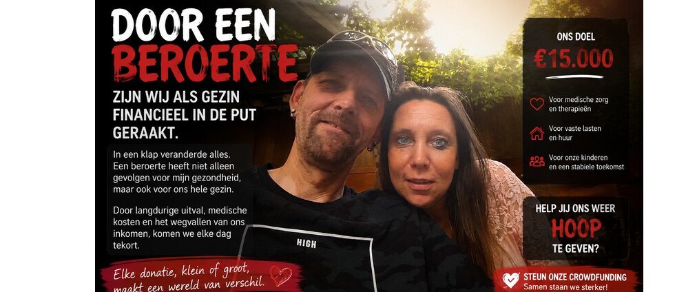 Geld inzamelen | Help ons gezin weer vooruit na de beroerte van mijn vrouw | Doneeractie
