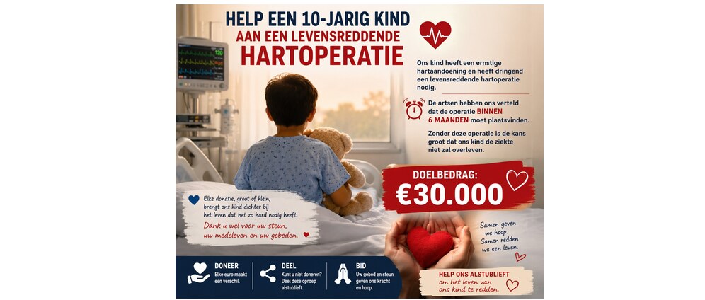 Geld inzamelen | ️ Help alstublieft ons 10 jarige kind een kans op leven te geven ️ | Doneeractie