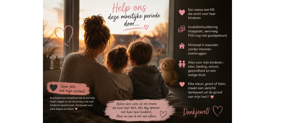 Geld inzamelen | Help een mama met MS en haar twee kinderen | Doneeractie