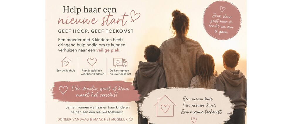 Geld inzamelen | Help een moeder met haar drie kinderen naar een veilig thuis | Doneeractie