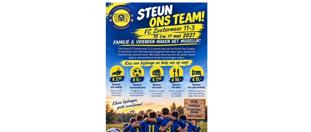 Geld inzamelen | FC Zoetermeer 11 3 Oostende | Doneeractie