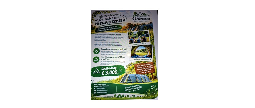 Geld inzamelen | Help Zorgboerderij Geuzestee aan nieuwe tenten! | Doneeractie